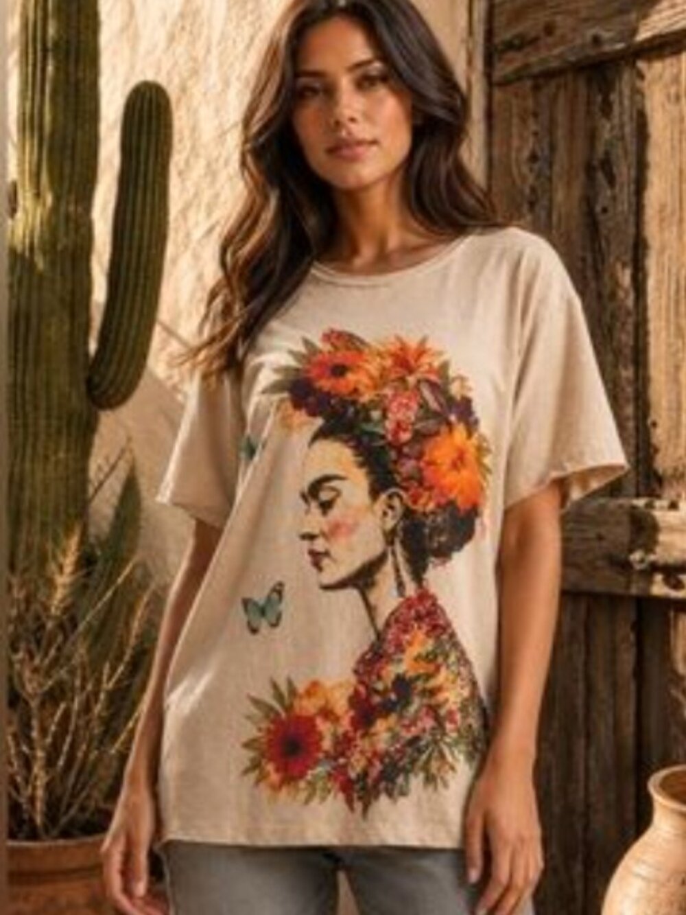 #1069 BLUE VELVET Frida in Bloom Art Tee 🦋